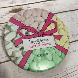 Collectible Vintage RUSSELL‎ STOVER CANDIES Butter Mints Tin 6.5 x 2"